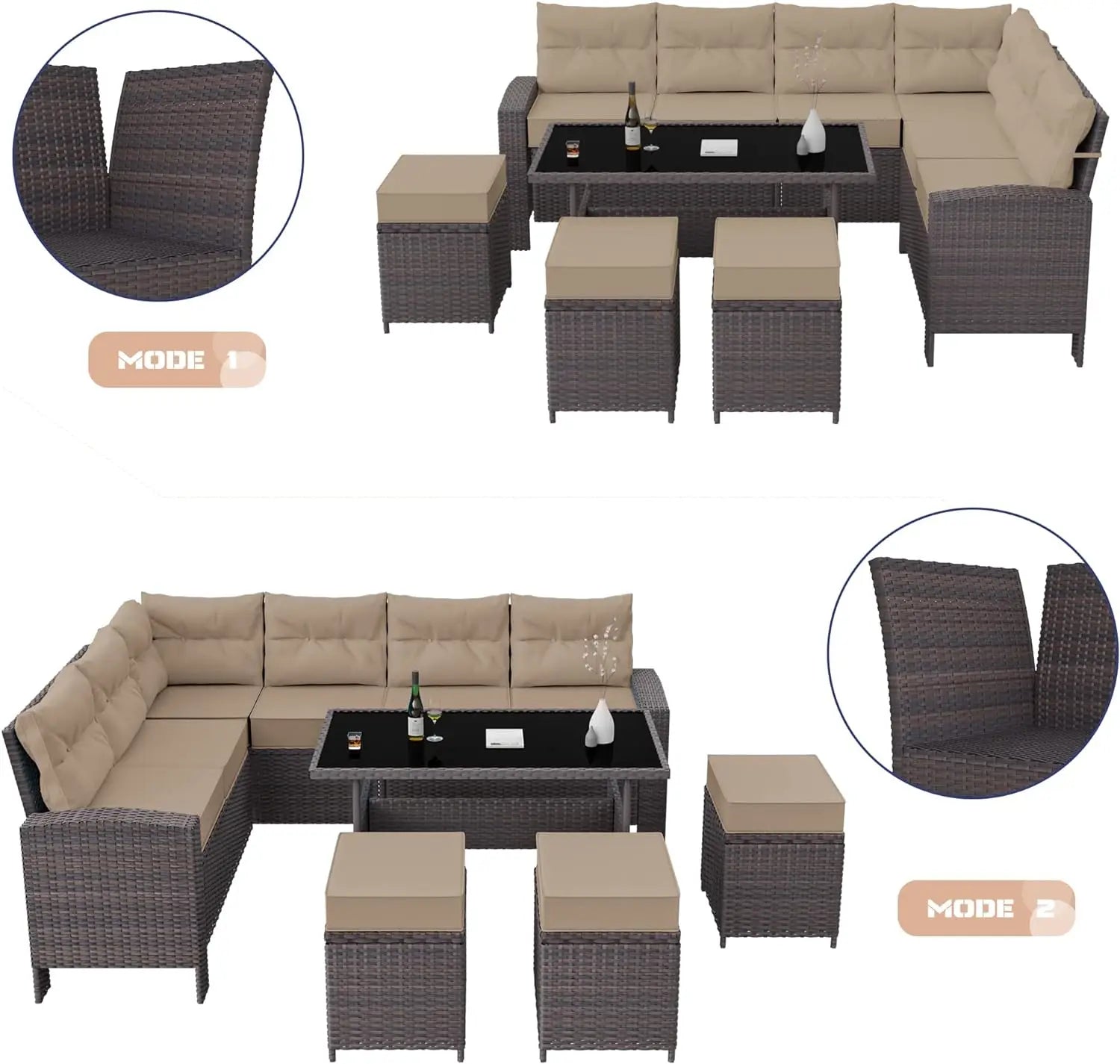 All-Weather Wicker Rattan Sofa Set