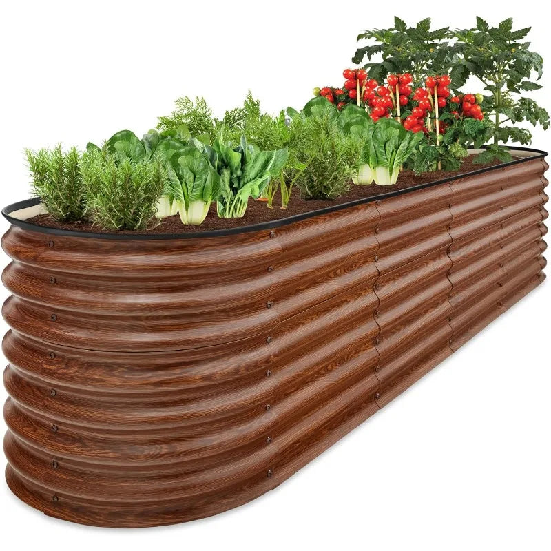 Oval Outdoor Metal Raised Garden Planter Box