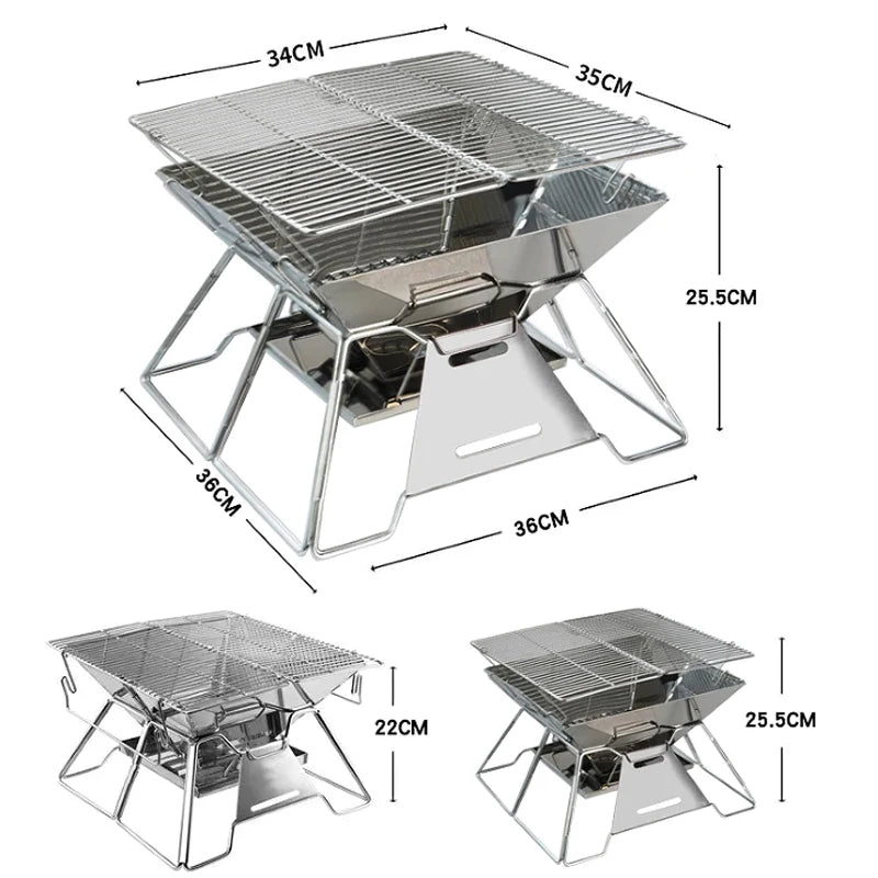 Folding Grill Fire Pit & Camping Stove