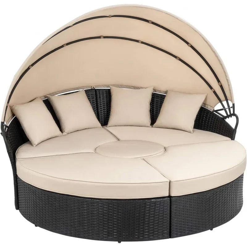 Round Daybed with Retractable Canopy