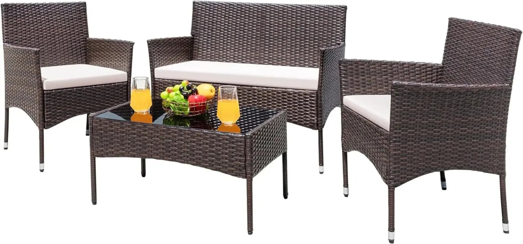 4-Piece Outdoor Wicker Patio Furniture Set