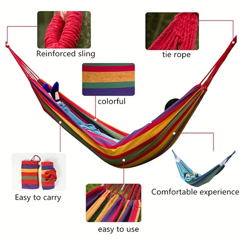 Single Wide Canvas Hammock – Portable Outdoor Camping Swing Bed