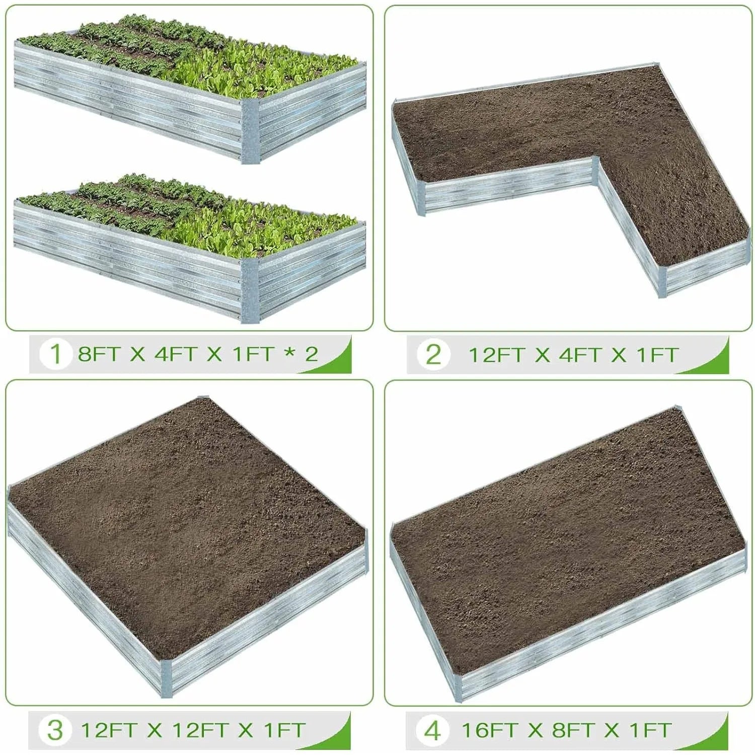 Raised Garden Beds for Vegetables Large Metal Planter Box Steel Kit