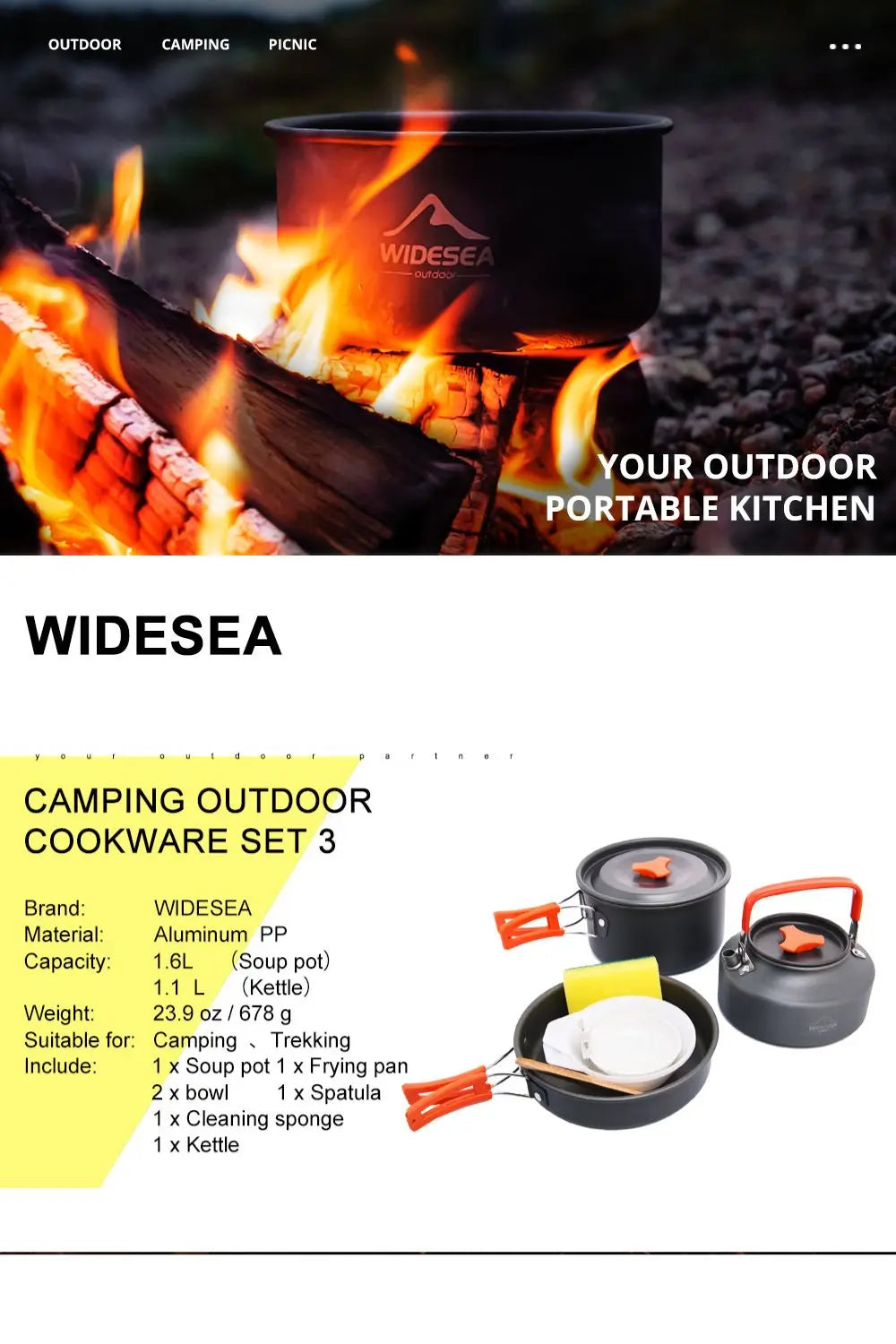 Widesea Camping Tableware Set