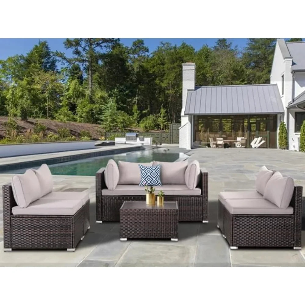 Modular Patio Set Wicker Outdoor Sectional Sofa Set