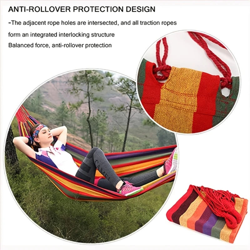 Single Wide Canvas Hammock – Portable Outdoor Camping Swing Bed