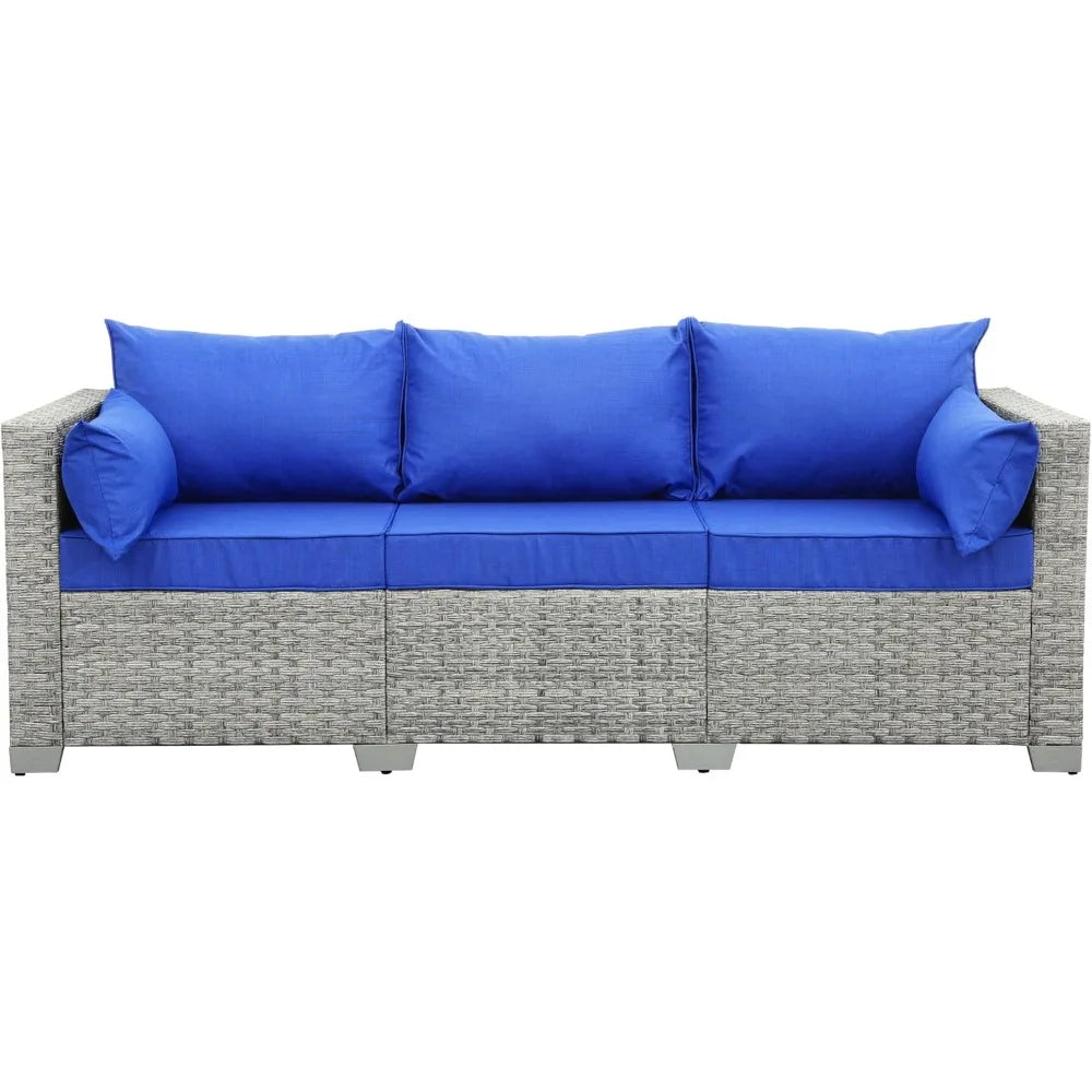 Outdoor Couch 3 Seater Wicker Patio Sofa