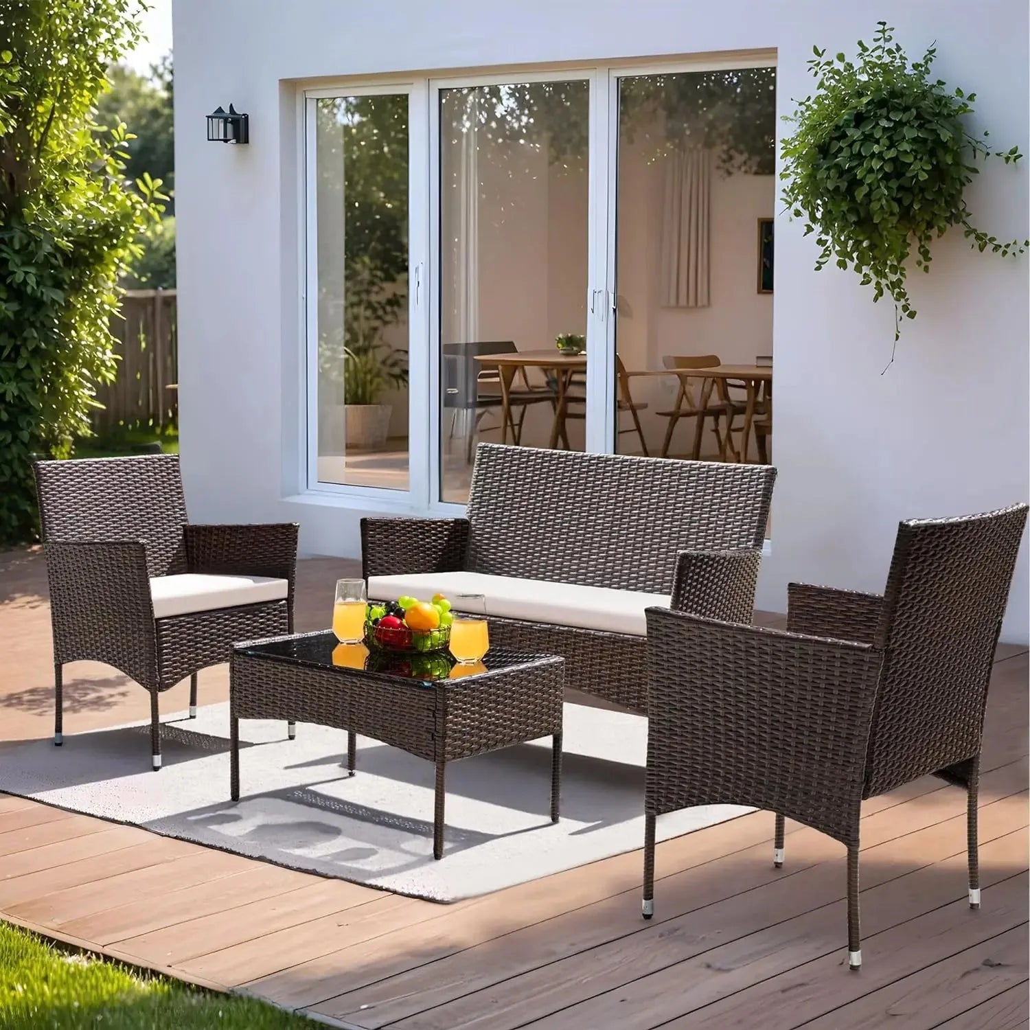 4-Piece Outdoor Wicker Patio Furniture Set