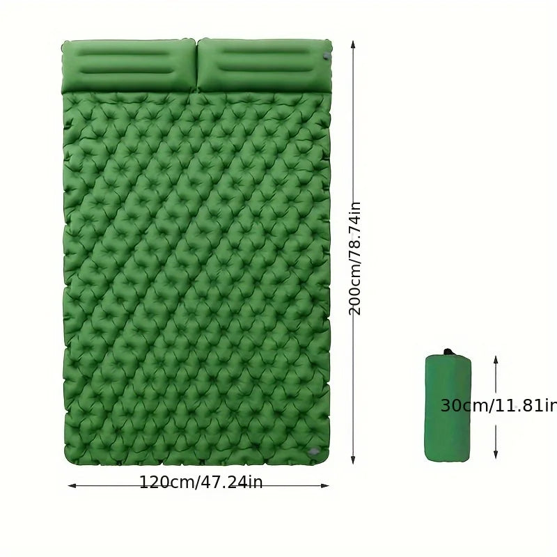 Double Inflatable Mattress with Built-in Pillow