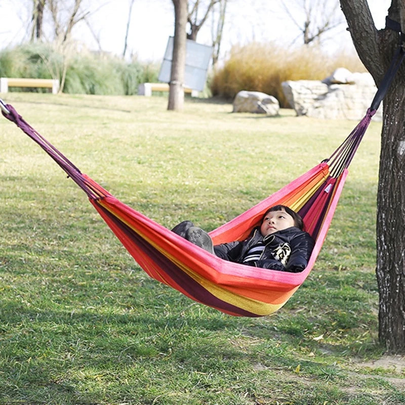 Single Wide Canvas Hammock – Portable Outdoor Camping Swing Bed