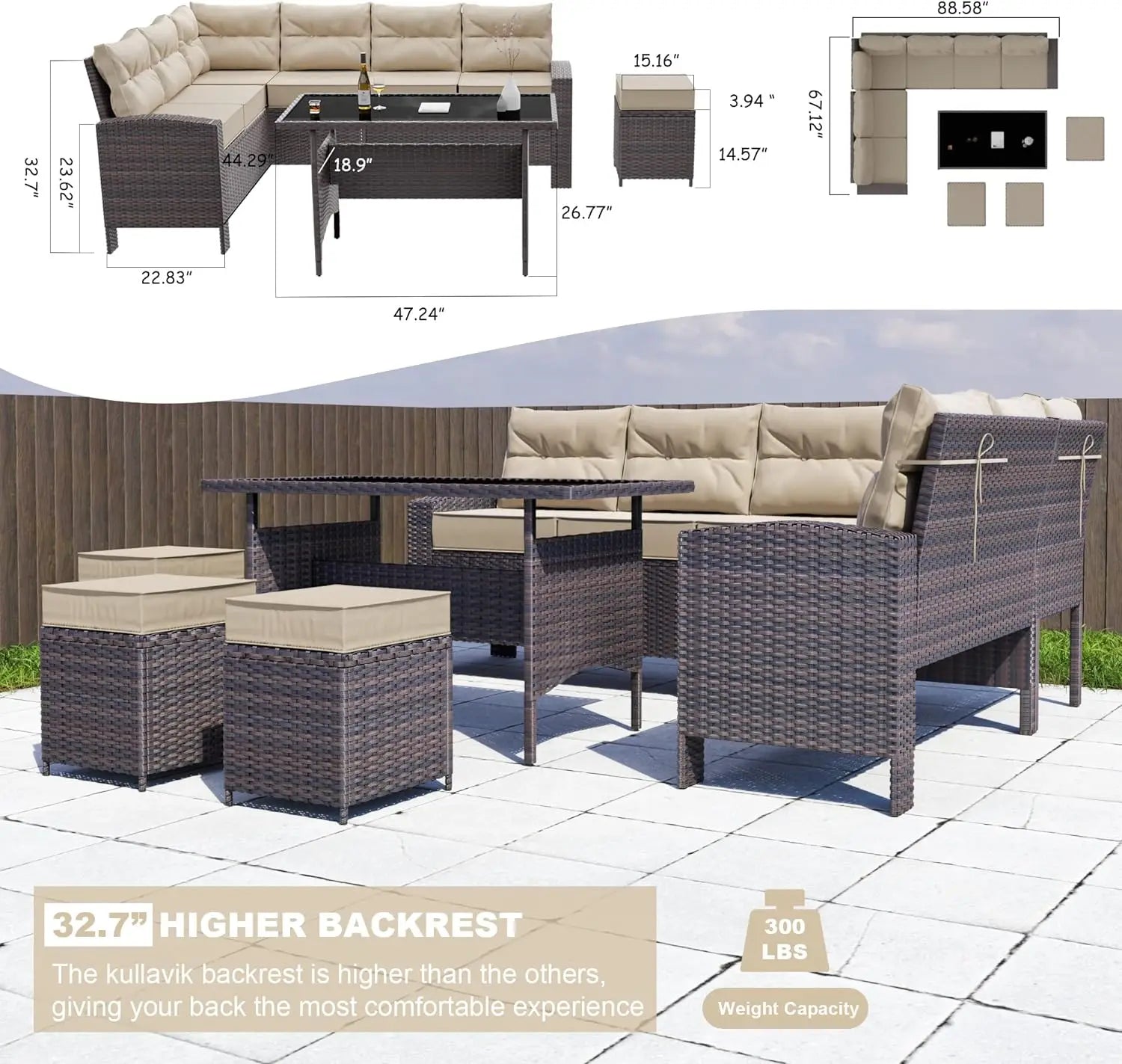 All-Weather Wicker Rattan Sofa Set