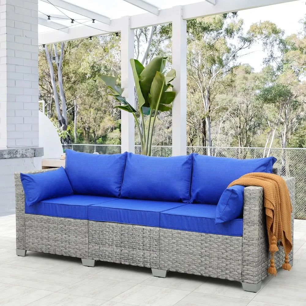 Outdoor Couch 3 Seater Wicker Patio Sofa