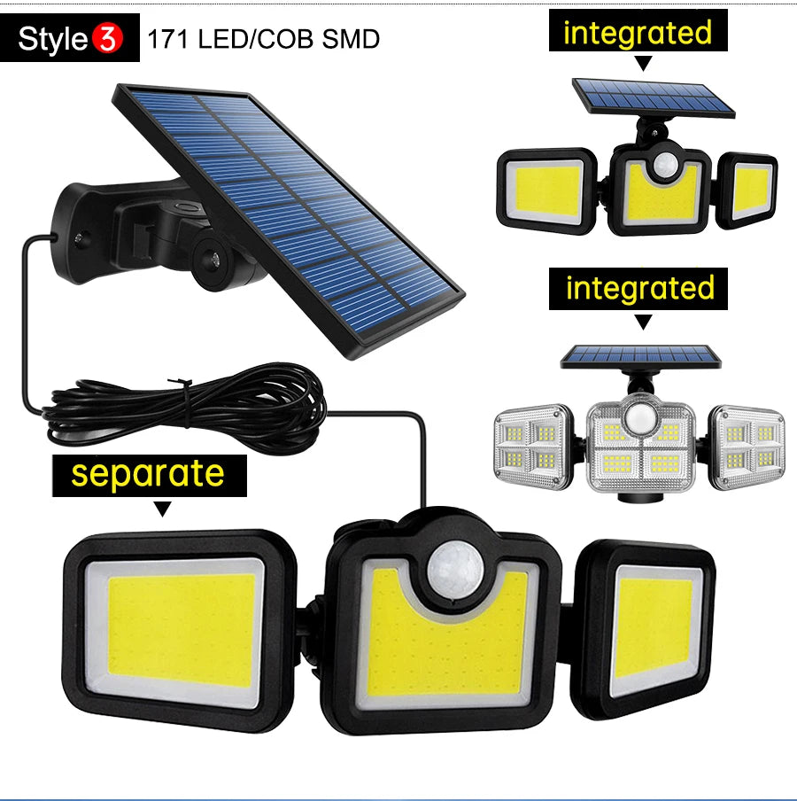 Solar Outdoor Security Flood Light – 122/333 LED Adjustable Street Light