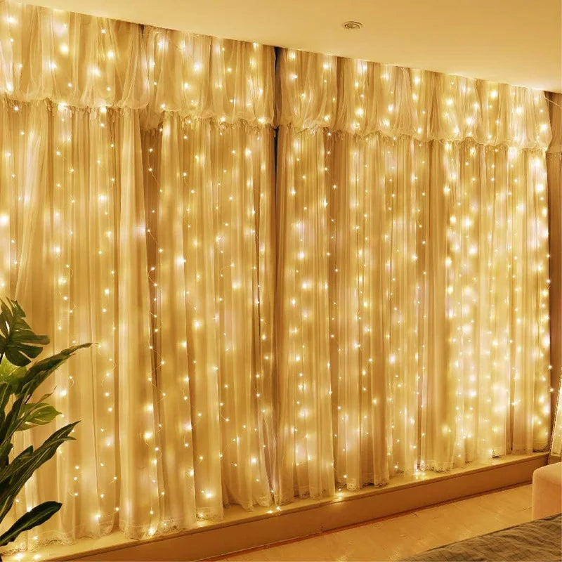 Solar LED Curtain Fairy String Lights – Outdoor Garden & Holiday Decor