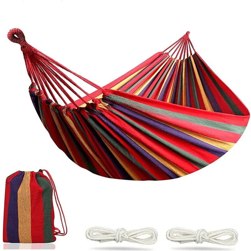 Single Wide Canvas Hammock – Portable Outdoor Camping Swing Bed