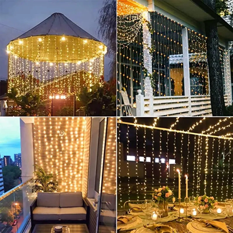 Solar LED Curtain Fairy String Lights – Outdoor Garden & Holiday Decor