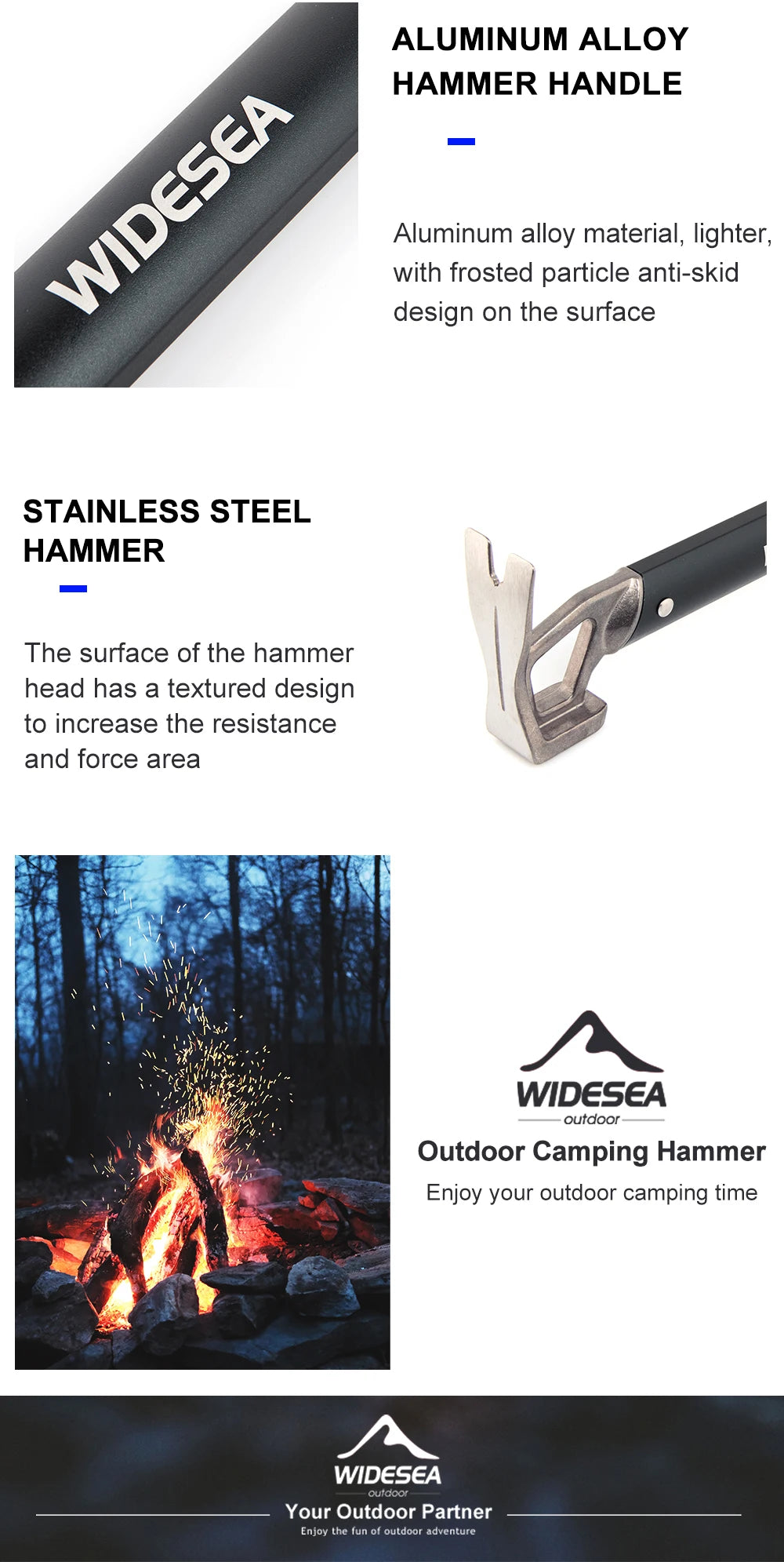 Widesea Stainless Steel Camping Hammer