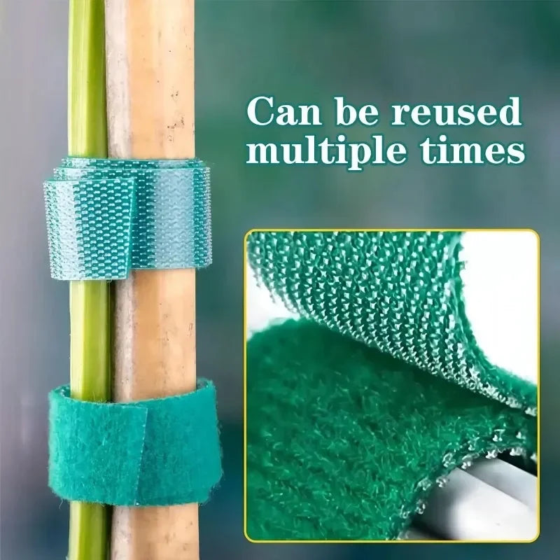 Self-Adhesive Green Plant Cable Ties – Adjustable & Reusable Garden Fasteners