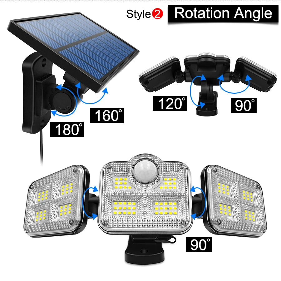 Solar Outdoor Security Flood Light – 122/333 LED Adjustable Street Light