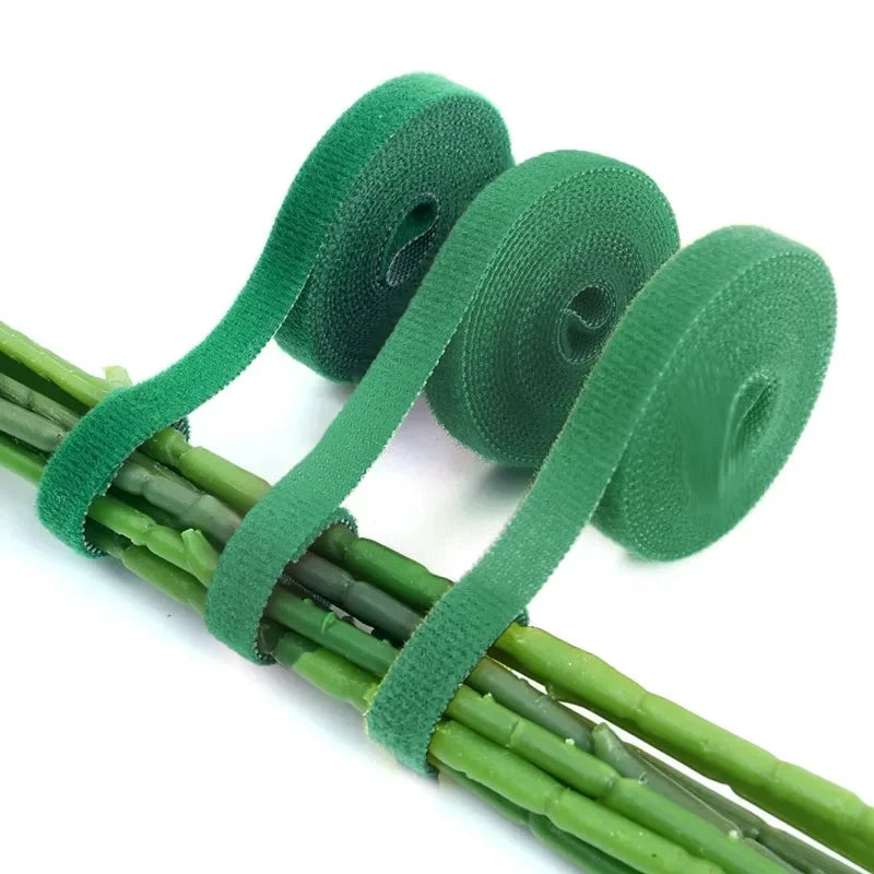 Self-Adhesive Green Plant Cable Ties – Adjustable & Reusable Garden Fasteners