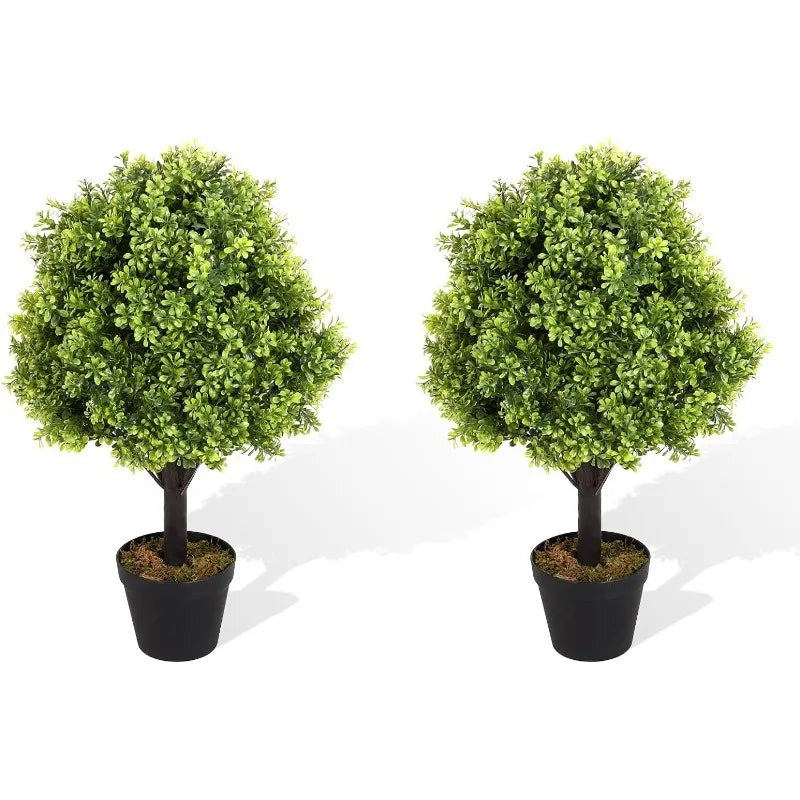 Topiary Trees Artificial Outdoor 2 Pack Faux Boxwood Plants Outside