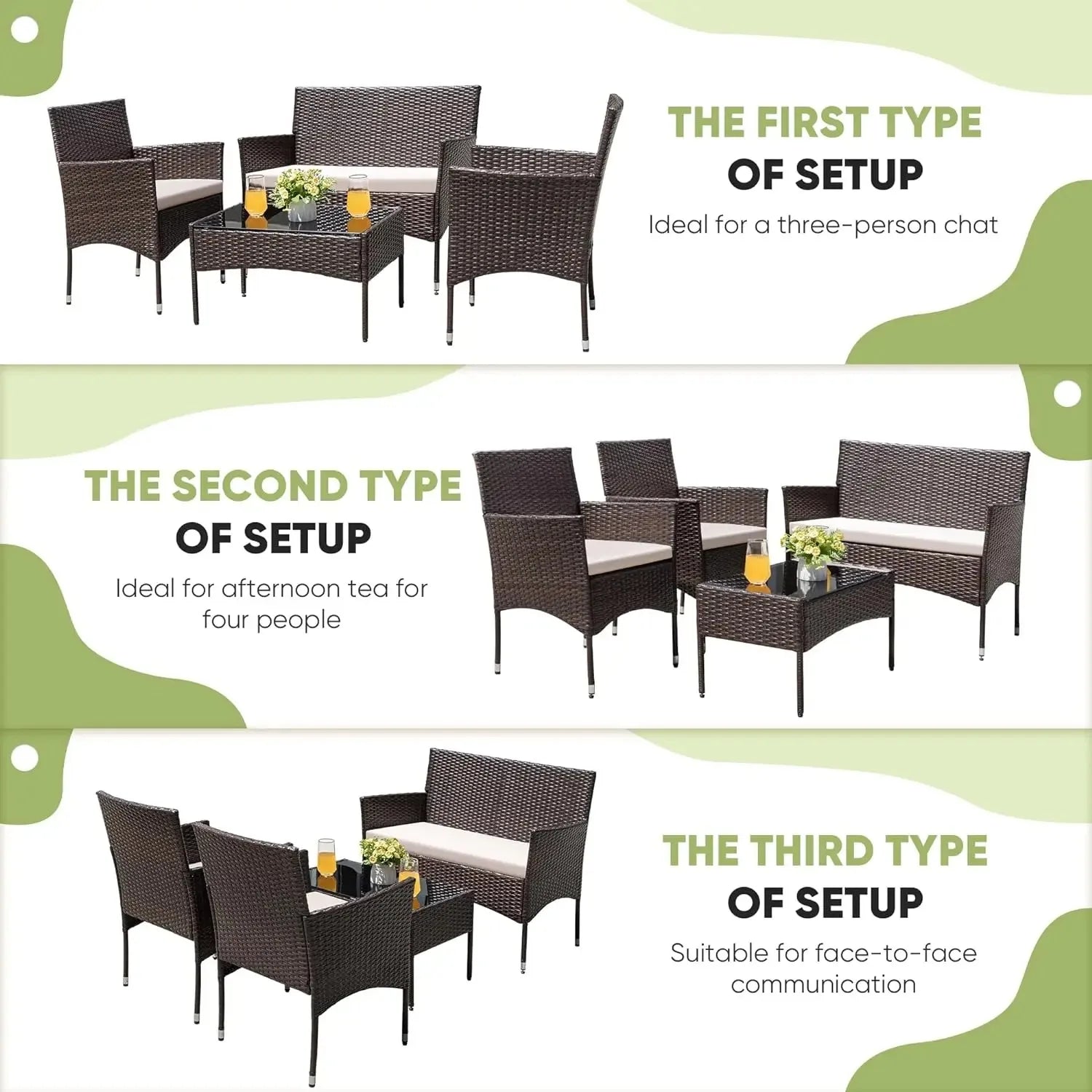 4-Piece Outdoor Wicker Patio Furniture Set