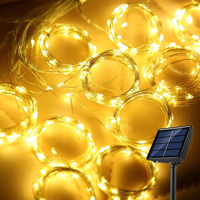 Solar LED Curtain Fairy String Lights – Outdoor Garden & Holiday Decor