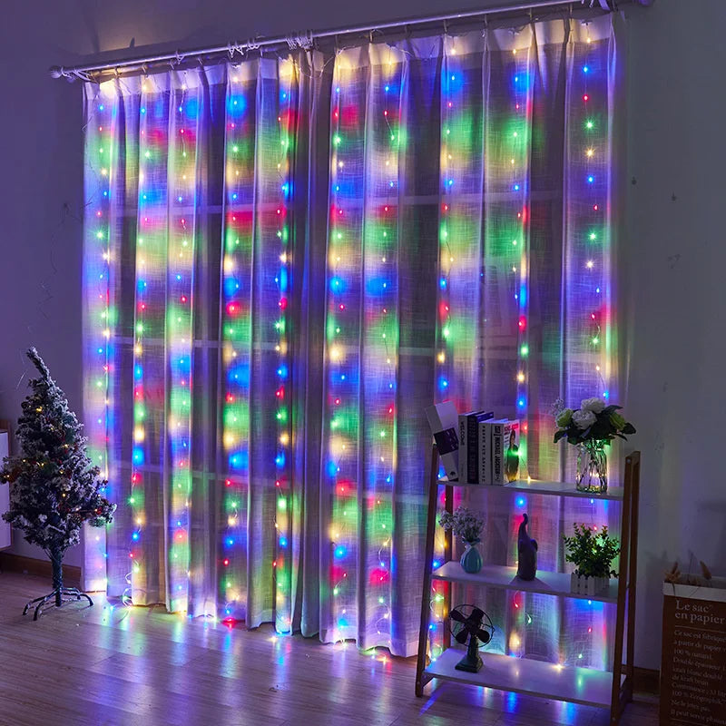 Solar LED Curtain Fairy String Lights – Outdoor Garden & Holiday Decor