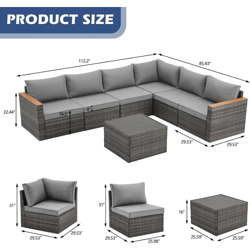 Durable Wicker Outdoor Couch Patio Sectional Sofa Conversation Sets