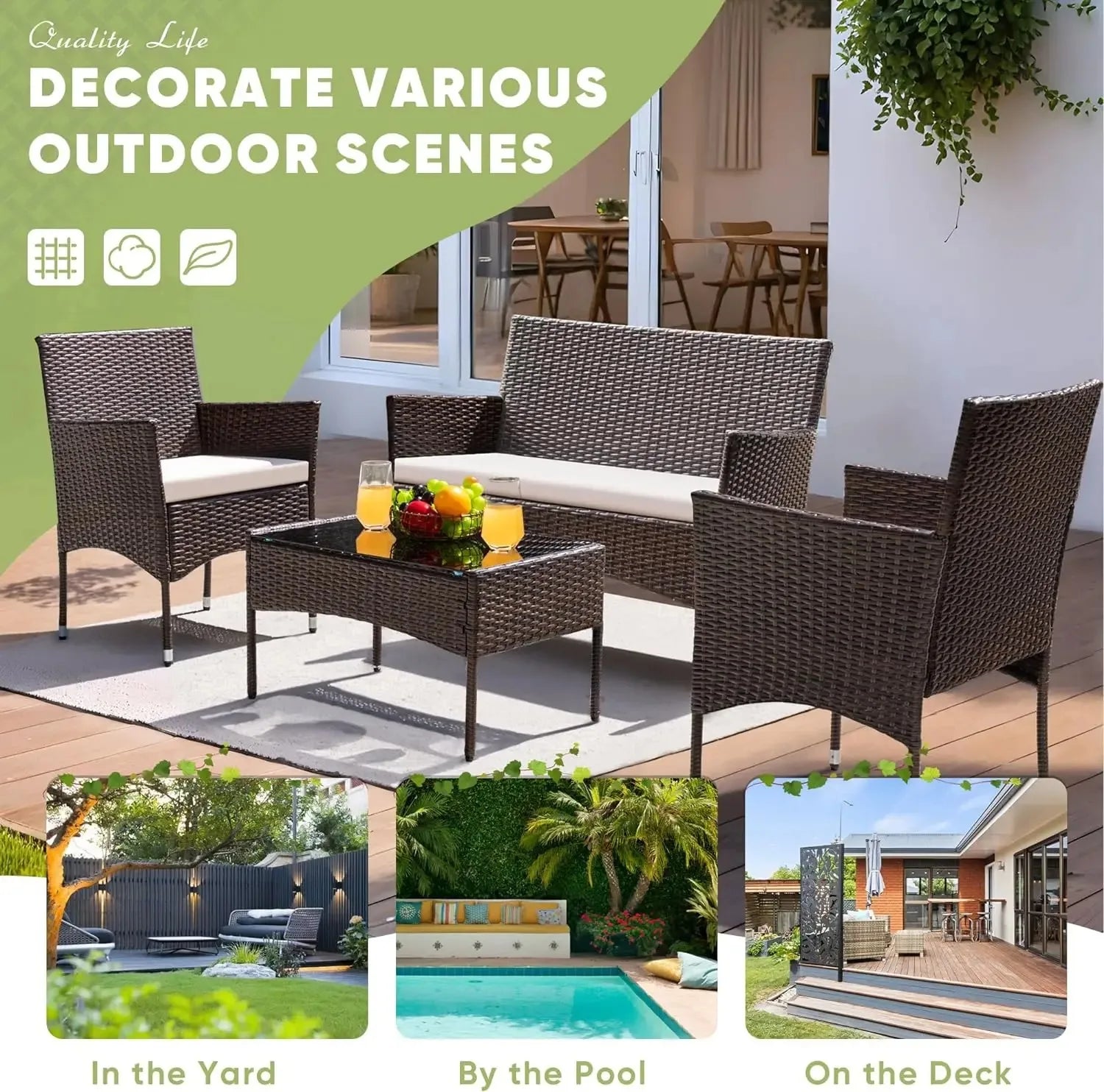 4-Piece Outdoor Wicker Patio Furniture Set